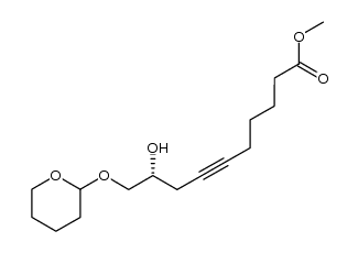 (9R)-methyl 9-hydroxy-10-((tetrahydro-2H-pyran-2-yl)oxy)dec-6-ynoate结构式