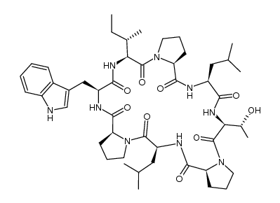 cyclo(L-Pro-L-Trp-L-Ile-L-Pro-L-Leu-L-Thr-L-Pro-L-Leu)结构式