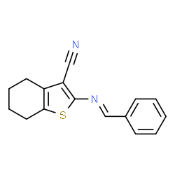 (E)-2-(benzylideneamino)-4,5,6,7-tetrahydrobenzo[b]thiophene-3-carbonitrile结构式