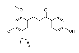 1-(4-hydroxyphenyl)-3-(5-(1,1-dimethylpropenyl)-4-hydroxy-2-methoxyphenyl)propan-1-one Structure