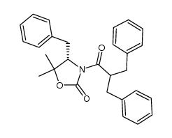 (S)-3-(2'-benzyl-3'-phenylpropionyl)-4-benzyl-5,5-dimethyloxazolidin-2-one Structure