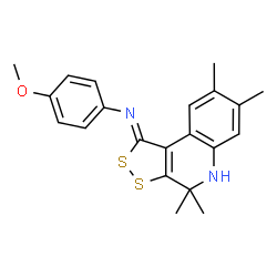 4-methoxy-N-[(1E)-4,4,7,8-tetramethyl-4,5-dihydro-1H-[1,2]dithiolo[3,4-c]quinolin-1-ylidene]aniline结构式