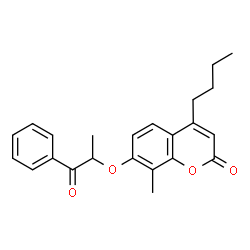 4-butyl-8-methyl-7-(1-oxo-1-phenylpropan-2-yl)oxychromen-2-one结构式