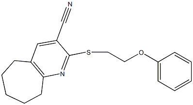 2-[(2-phenoxyethyl)sulfanyl]-6,7,8,9-tetrahydro-5H-cyclohepta[b]pyridine-3-carbonitrile结构式