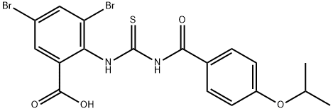 3,5-dibromo-2-[[[[4-(1-methylethoxy)benzoyl]amino]thioxomethyl]amino]-benzoic acid Structure