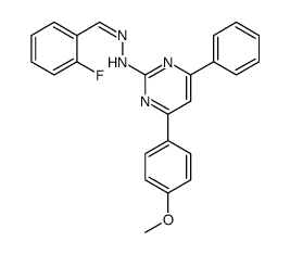 N-[(E)-(2-fluorophenyl)methylideneamino]-4-(4-methoxyphenyl)-6-phenylpyrimidin-2-amine Structure