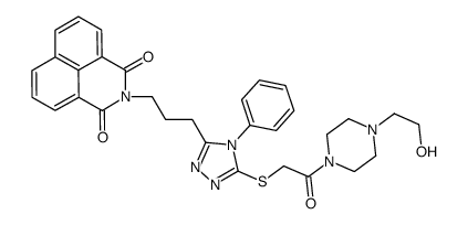 2-[3-[5-[2-[4-(2-hydroxyethyl)piperazin-1-yl]-2-oxoethyl]sulfanyl-4-phenyl-1,2,4-triazol-3-yl]propyl]benzo[de]isoquinoline-1,3-dione Structure