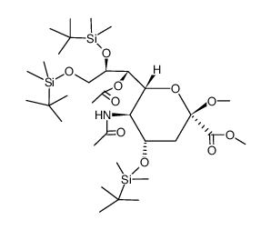 methyl-5-acetamido-7-O-acetyl-4,8,9-tri-O-tert-butyldimethylsilyl-3,5-dideoxy-D-glycero-β-L-altro-2-nonulopyranosidonic acid methyl ester Structure
