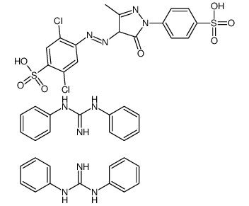 2,5-dichloro-4-[[4,5-dihydro-3-methyl-5-oxo-1-(4-sulphophenyl)-1H-pyrazol-4-yl]azo]benzenesulphonic acid, compound with N,N'-diphenylguanidine (1:2) Structure