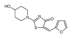 4(5H)-Thiazolone, 5-(2-furanylmethylene)-2-(4-hydroxy-1-piperidinyl)结构式