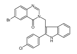 4(3H)-Quinazolinone, 6-bromo-3-[[2-(4-chlorophenyl)-1H-indol-3-yl]methyl] Structure