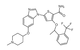 5-{6-[(1-Methyl-4-piperidinyl)oxy]-1H-benzimidazol-1-yl}-3-{(1R)- 1-[2-(trifluoromethyl)phenyl]ethoxy}-2-thiophenecarboxamide结构式