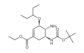 (3R,4R,5S)-ethyl 4-amino-5-(tert-butoxycarbonylamino)-3-(pentan-3-yloxy)cyclohex-1-ene-1-carboxylate Structure