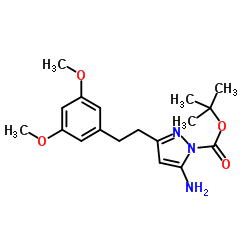 tert-butyl 5-amino-3-[2-(3,5-dimethoxyphenyl)ethyl]pyrazole-1-carboxylate结构式