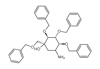 2,3,4-tri-O-benzyl-5-amino-1-C-[(benzyloxy)methyl]-1,2,3,4-cyclohexanetetrol结构式