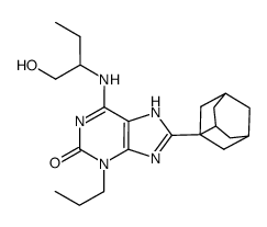 6-((1-ethyl-2-hydroxyethyl)amino)-8-(3-noradamantyl)-3-propyl-7H-purin-2(3H)-one结构式