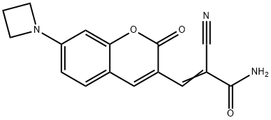 (E)-3-[7-(氮杂环丁-1-基)-2-氧代色素-3-基]-2-氰基丙-2-烯酰胺结构式