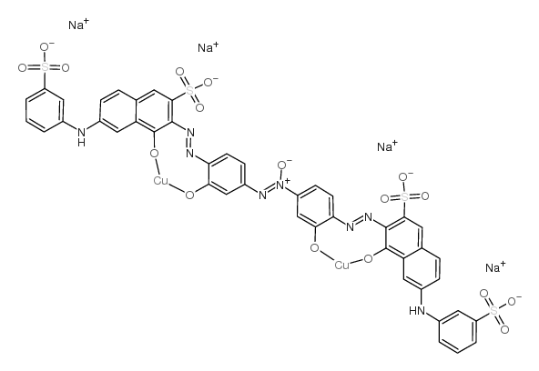 tetrasodium [mu-[[3,3'-[azoxybis[(2-hydroxy-p-phenylene)azo]]bis[4-hydroxy-6-(3-sulphoanilino)naphthalene-2-sulphonato]](8-)]]dicuprate(4-) Structure