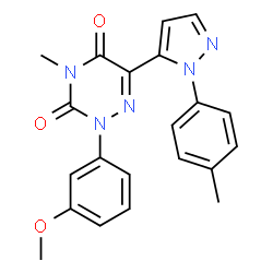 2-(3-Methoxyphenyl)-4-methyl-6-[1-(4-methylphenyl)-1H-pyrazol-5-yl]-1,2,4-triazine-3,5(2H,4H)-dione结构式