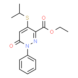 Ethyl 4-(isopropylsulfanyl)-6-oxo-1-phenyl-1,6-dihydro-3-pyridazinecarboxylate结构式