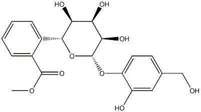 [2-Hydroxy-4-(hydroxymethyl)phenyl]6-O-phenylcarbonyl-β-D-allopyranoside结构式