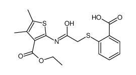 2-[2-[(3-ethoxycarbonyl-4,5-dimethylthiophen-2-yl)amino]-2-oxoethyl]sulfanylbenzoic acid Structure