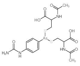 2-acetamido-3-[(2-acetamido-2-carboxy-ethyl)sulfanyl-[4-(carbamoylamino)phenyl]arsanyl]sulfanyl-propanoic acid Structure