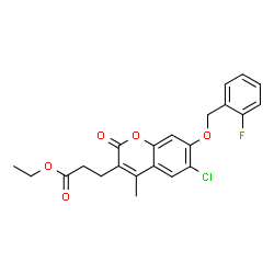 ethyl 3-[6-chloro-7-[(2-fluorophenyl)methoxy]-4-methyl-2-oxochromen-3-yl]propanoate Structure