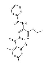 Ethyl-2-benzamido-3-(5,7-dimethylchromon-3-yl)acrylat结构式