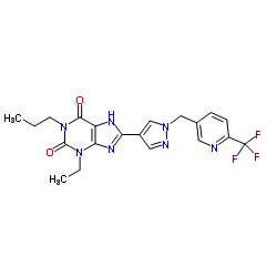 3-ethyl-1-propyl-8-(1-((6-(trifluoromethyl)pyridin-3-yl)Methyl)-1H-pyrazol-4-yl)-1H-purine-2,6(3H,7H)-dione图片