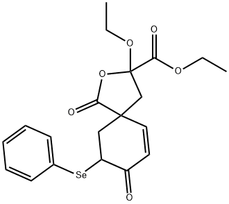 3-Ethoxy-1,8-dioxo-9-phenylseleno-2-oxaspiro[4.5]dec-6-ene-3-carboxylic acid ethyl ester结构式