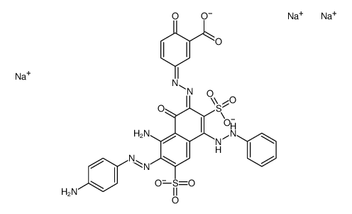 trisodium 5-[[4-[[8-amino-7-[(4-aminophenyl)azo]-1-hydroxy-3,6-disulphonato-2-naphthyl]azo]phenyl]azo]salicylate structure