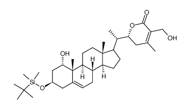 (6R)-6-((1S)-1-((1S,3R,8S,9S,10R,13S,14S)-3-((tert-butyldimethylsilyl)oxy)-1-hydroxy-10,13-dimethyl-2,3,4,7,8,9,10,11,12,13,14,15,16,17-tetradecahydro-1H-cyclopenta[a]phenanthren-17-yl)ethyl)-3-(hydroxymethyl)-4-methyl-5,6-dihydro-2H-pyran-2-one结构式
