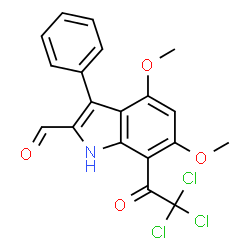 1H-Indole-2-carboxaldehyde,4,6-dimethoxy-3-phenyl-7-(trichloroacetyl)- (9CI) Structure
