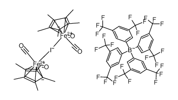 [((η5-C5Me5)Fe(CO)2)2(μ-I)][B(C6H3(CF3)2-3,5)4] structure