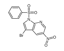 3-Bromo-5-nitro-1-(phenylsulfonyl)-1H-pyrrolo[2,3-b]pyridine结构式