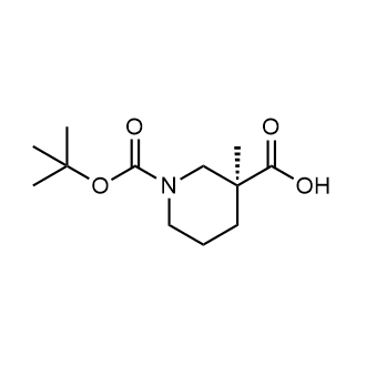 (3S)-1-[(叔丁氧基)羰基]-3-甲基哌啶-3-羧酸结构式