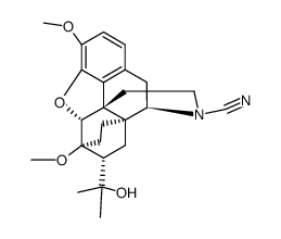 4,5α-epoxy-7α-(1-hydroxy-1-methyl-ethyl)-3,6-dimethoxy-6α,14α-ethano-morphinane-17-carbonitrile结构式