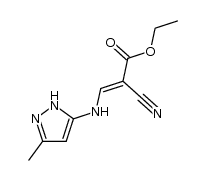 2-cyano-3-(5-methyl-1(2)H-pyrazol-3-ylamino)-acrylic acid ethyl ester Structure