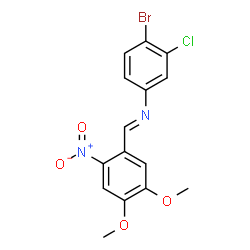(4-bromo-3-chlorophenyl)(4,5-dimethoxy-2-nitrobenzylidene)amine structure