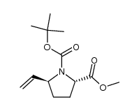 (2S,5S)-N-tert-butoxycarbonyl-5-vinylpyrrolidine-2-carboxylic acid methyl ester Structure