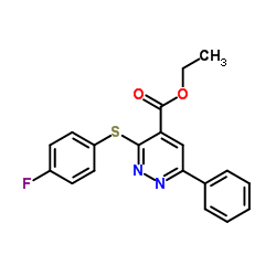 Ethyl 3-[(4-fluorophenyl)sulfanyl]-6-phenyl-4-pyridazinecarboxylate结构式
