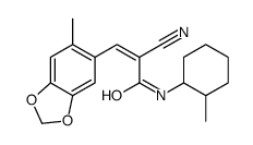 2-cyano-3-(6-methyl-1,3-benzodioxol-5-yl)-N-(2-methylcyclohexyl)prop-2-enamide结构式