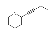 Piperidine, 2-(1-butynyl)-1-methyl- (9CI) Structure