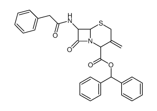 benzhydryl 3-methylene-8-oxo-7-(2-phenylacetamido)-5-thia-1-azabicyclo[4.2.0]octane-2-carboxylate结构式