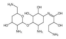 4-amino-N-[5-amino-4-[3-amino-6-(aminomethyl)-4-hydroxyoxan-2-yl]oxy-2,3-dihydroxycyclohexyl]-2-hydroxybutanamide结构式