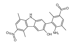 1,4-Dimethyl-3-nitro-6-hydroxy-7-(2-amino-3,6-dimethyl-5-nitrophenyl)carbazole结构式