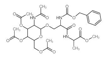 L-Alanine,N-[N-[(phenylmethoxy)carbonyl]-O-[3,4,6-tri-O-acetyl-2-(acetylamino)-2-deoxy-b-D-glucopyranosyl]-L-seryl]-,methyl ester (9CI)结构式