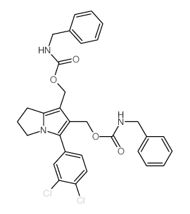 Carbamic acid, (phenylmethyl)-, [5-(3,4-dichlorophenyl)-2, 3-dihydro-1H-pyrrolizine-6,7-diyl]bis(methylene) ester Structure