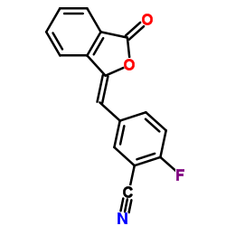 2-氟-5-[(3-氧代-1(3H)-异苯并呋喃亚基)甲基]苯腈结构式